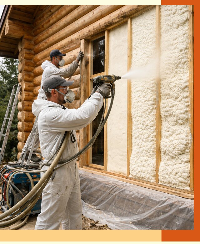 Утепление деревянного дома ППУ в Южно-Сахалинске от 4339 руб/м2 | ТепломастерЮжн — под ключ